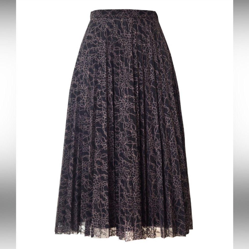 Diana Arno Limited Edition Stella Soft Pleat Lace Floral Midi Skirt EUC Size 6